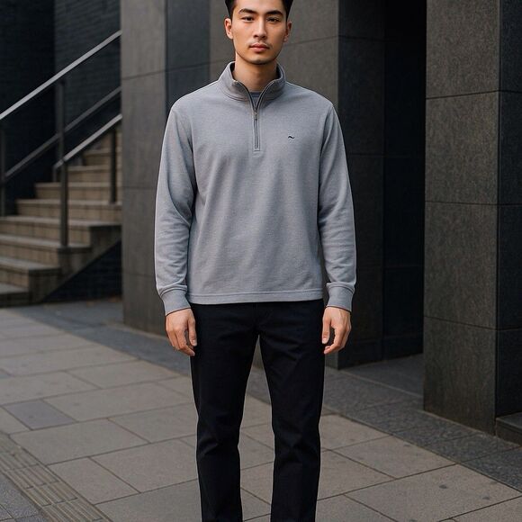 Vineyard Vines Mens Size XLARGE 1/4 Zip Pullover Sweater Cotton Blend Light Blue - Picture 10 of 10